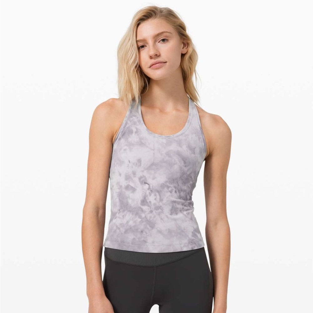 lululemon athletica Cool Racerback Tank - Light Gray Tie-Dye